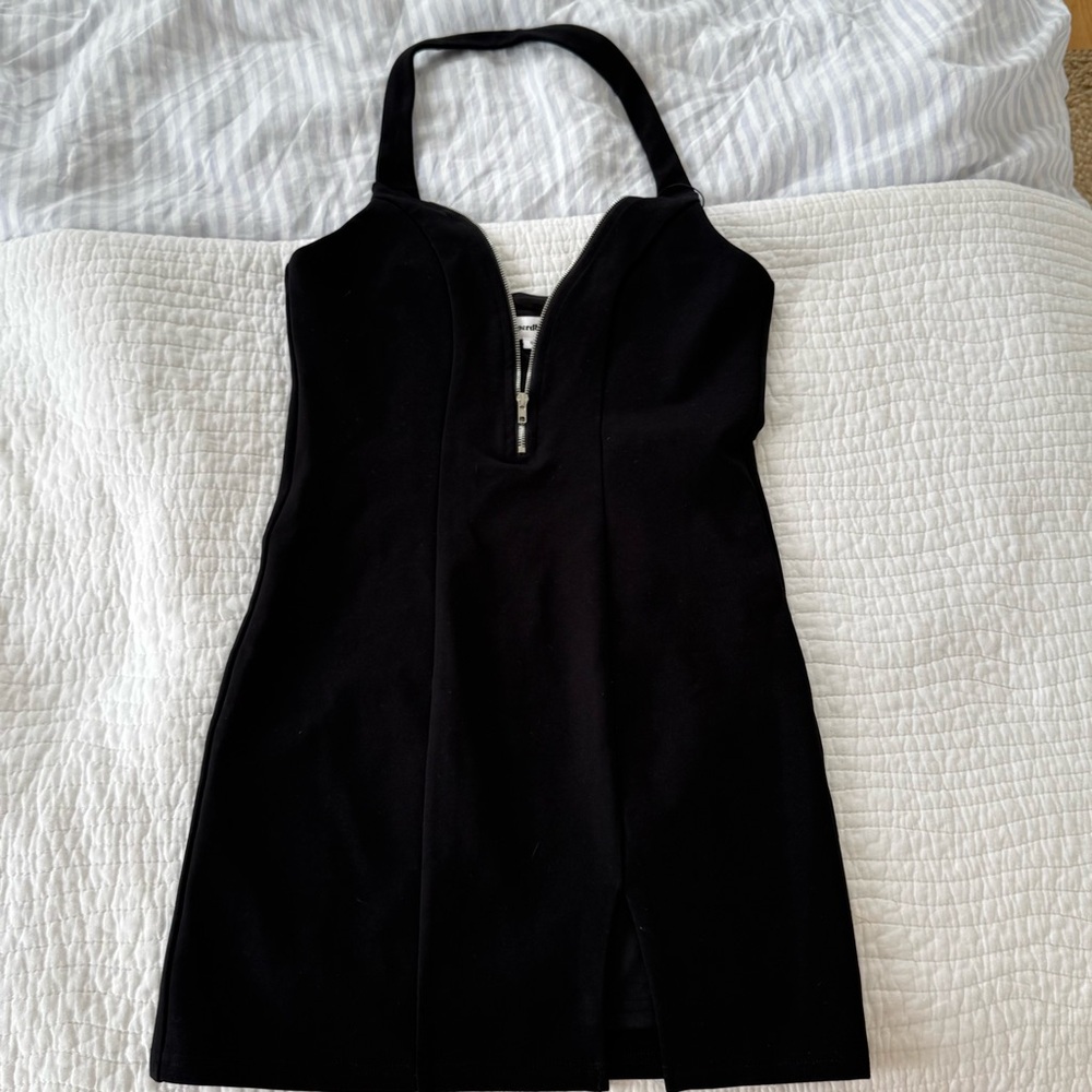 revolve black zip halter dress